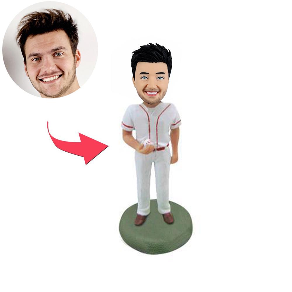 Kundenspezifischer Baseball-Sportler Bobblehead im weißen Jersey