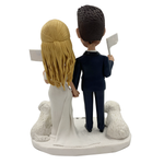 Benutzerdefinierte Hochzeit Bobblehead mit zwei weißen Hunden