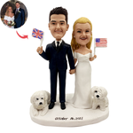 Benutzerdefinierte Hochzeit Bobblehead mit zwei weißen Hunden