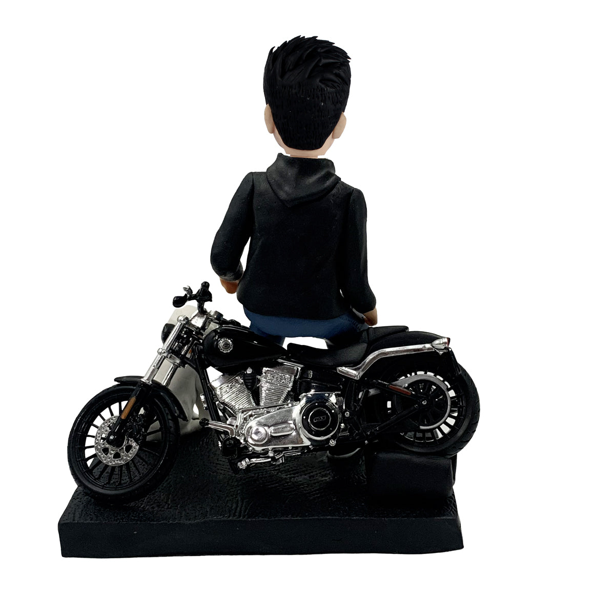 Motorradjunge Bobbleheads mit Welpen