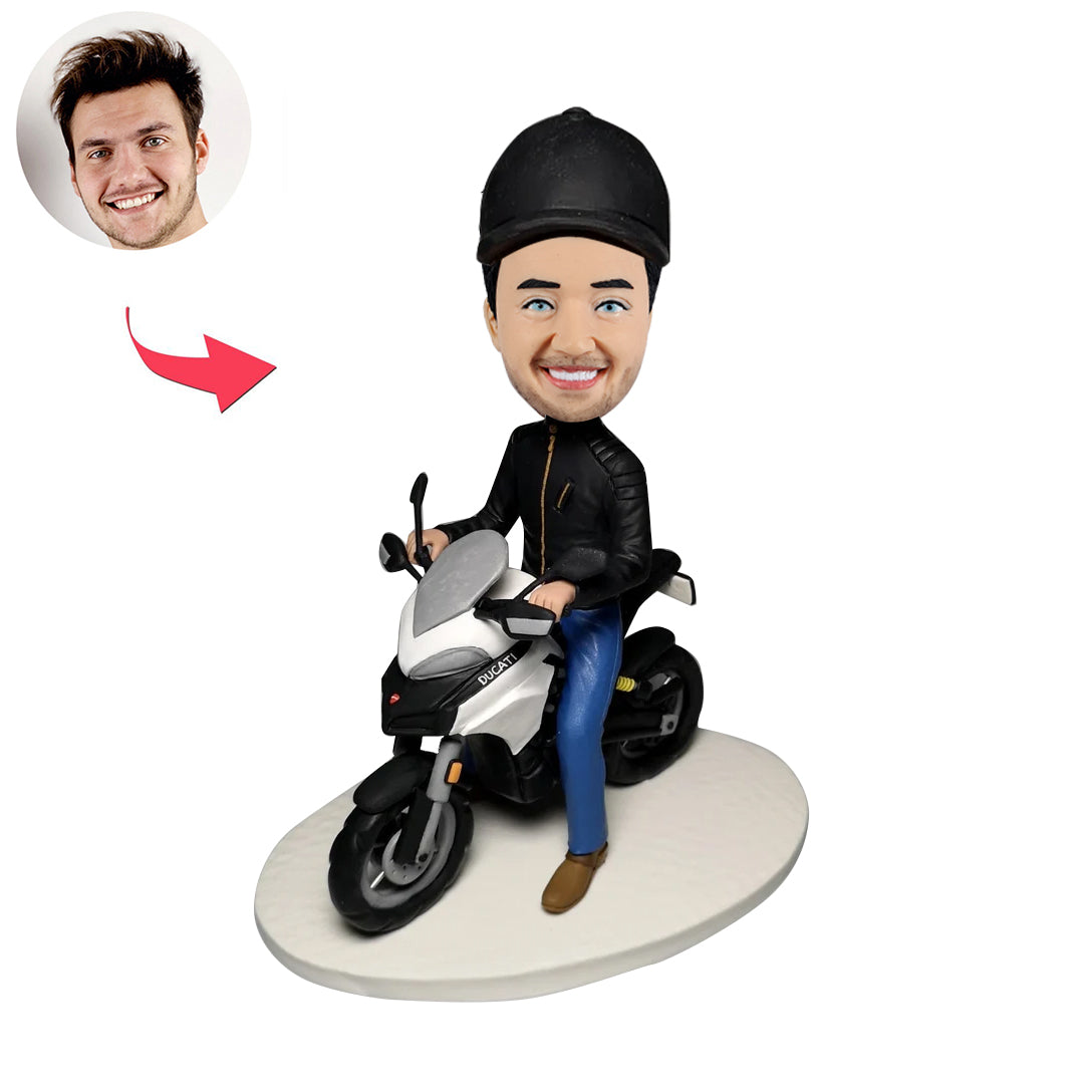 Vatertag personalisierte Bobblehead -Geschenk mit Motorrad