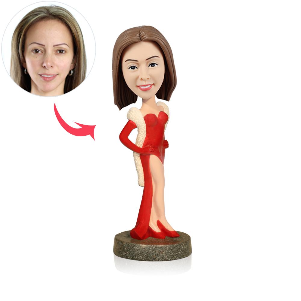 Benutzerdefinierte Frauen Bobblehead im roten Partykleid