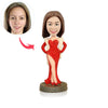 Benutzerdefinierte Frauen Bobblehead im roten Partykleid