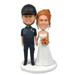 Benutzerdefinierte Hochzeitspaar Bobblehead mit Arzt Stethoskop