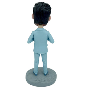 Custom Super Dad Bobblehead in blauem Anzug