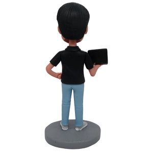 Benutzerdefinierte Bobblehead -Software -Ingenieur mit Computer