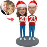 Frohes Neues Jahr Weihnachtsgeschenk Custom Paar Bobblehead