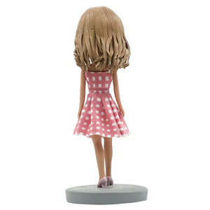 Custom Girl Bobbleheads mit rosa kariertem Kleid