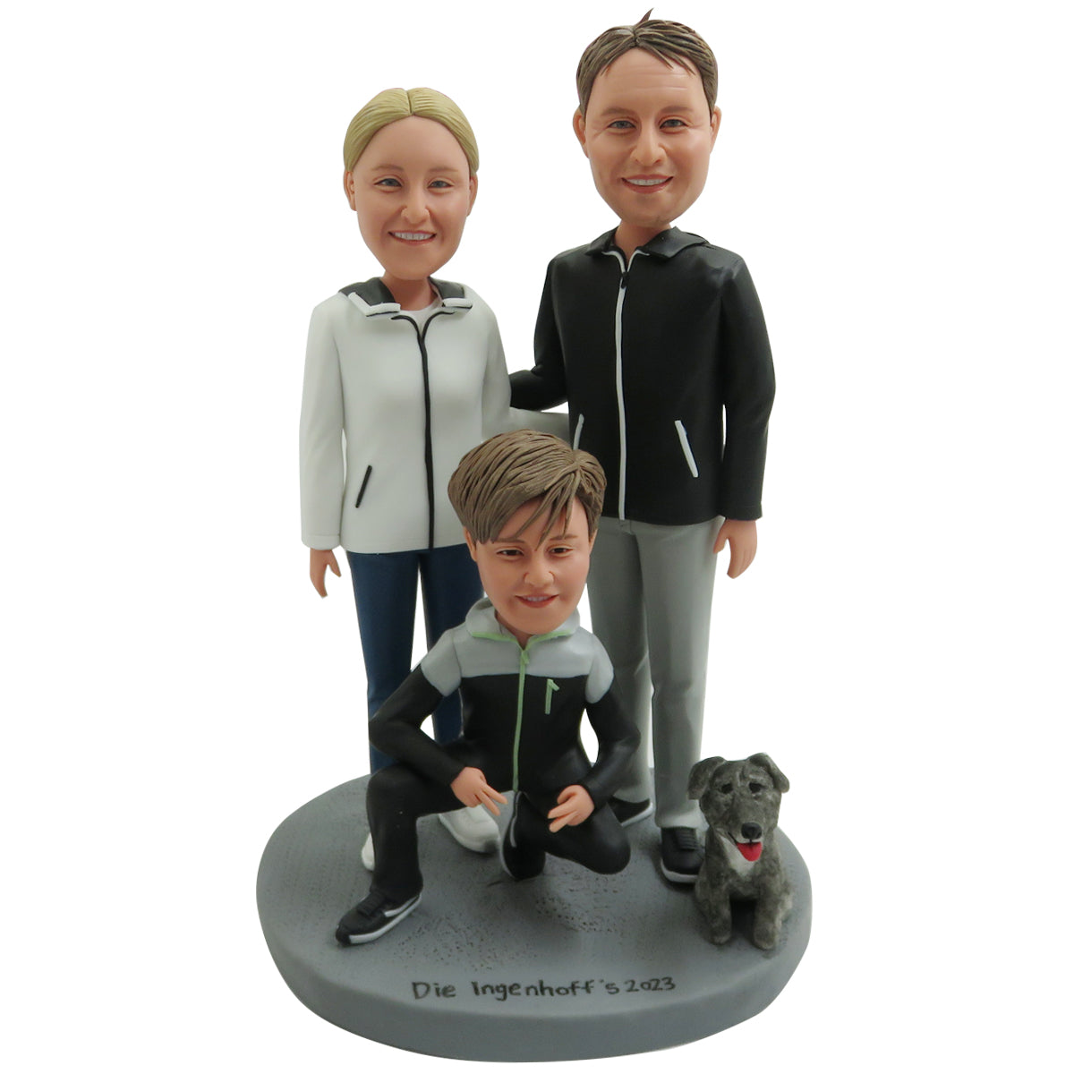 Benutzerdefinierte Bobblehead Love Sports Familie mit Hund