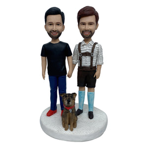 Zwei beste Freunde Bobblehead mit Haustier