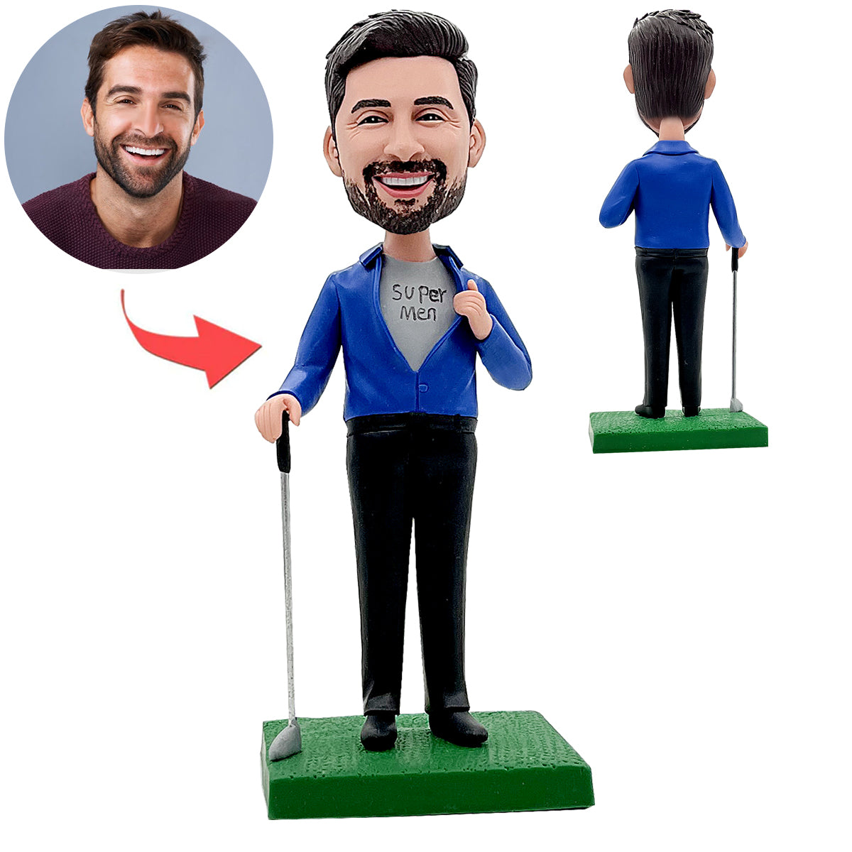 Business Golf Man Personalisierte Bobblehead