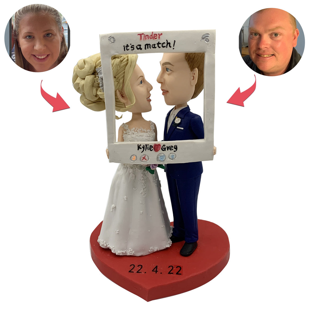 Hochzeitstorte Toper Bobblehead mit Fotorahmen