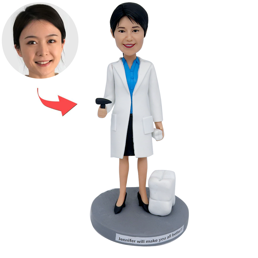 Personalisierte weibliche Dentisit Bobblehead Geschenk